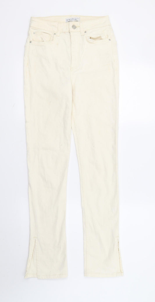 Womens UK Size 8 DenimCo Regular Fit Straight Ivory Jeans