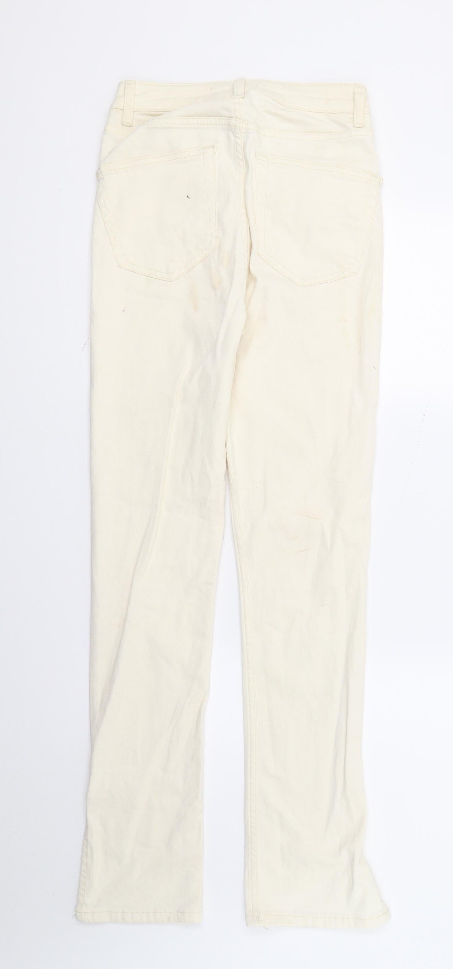 Womens UK Size 8 DenimCo Regular Fit Straight Ivory Jeans