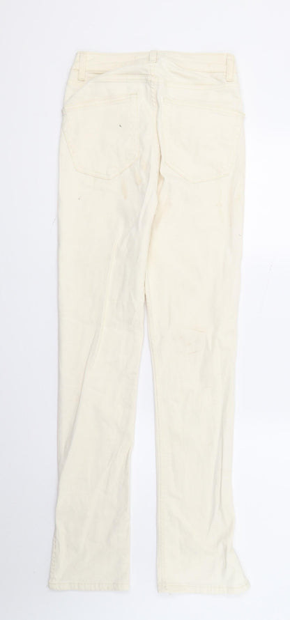 Womens UK Size 8 DenimCo Regular Fit Straight Ivory Jeans