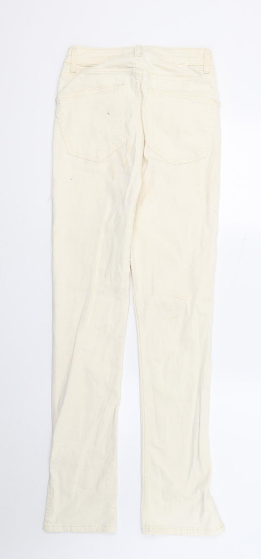 Womens UK Size 8 DenimCo Regular Fit Straight Ivory Jeans