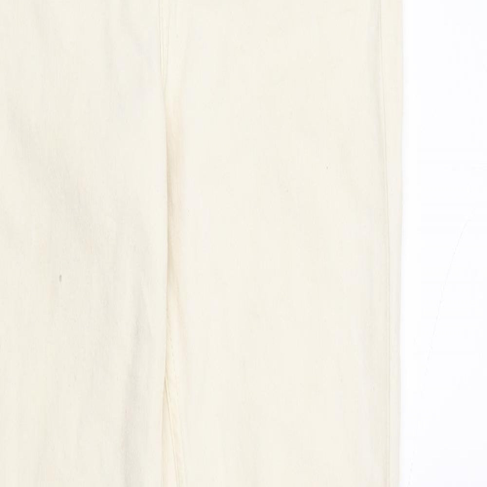Womens UK Size 8 DenimCo Regular Fit Straight Ivory Jeans