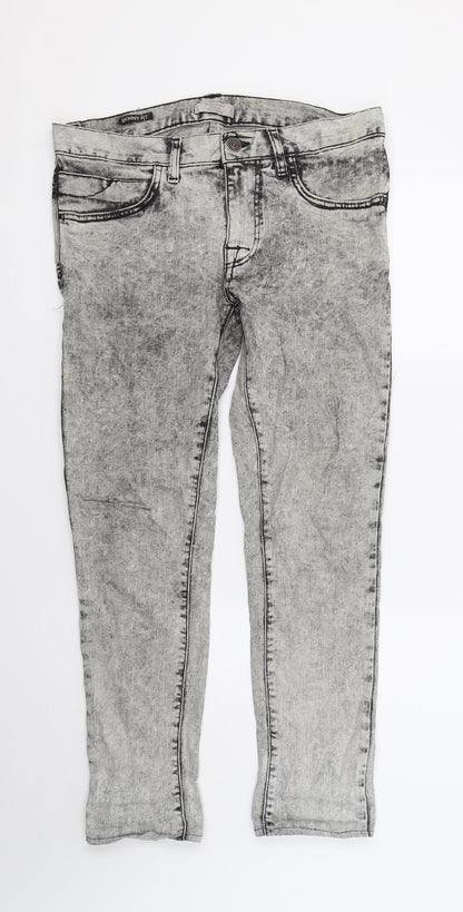 Bershka Mens Grey  Denim Straight Jeans  L28 in