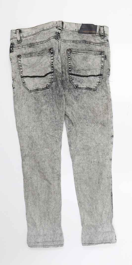 Bershka Mens Grey  Denim Straight Jeans  L28 in