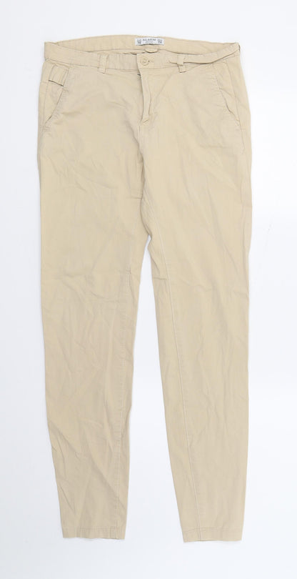 Womens UK Size 8 Pull&Bear Regular Fit Chino Beige Trousers