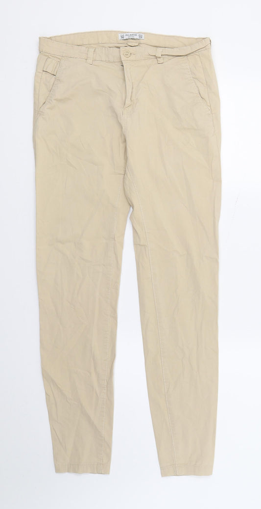 Womens UK Size 8 Pull&Bear Regular Fit Chino Beige Trousers