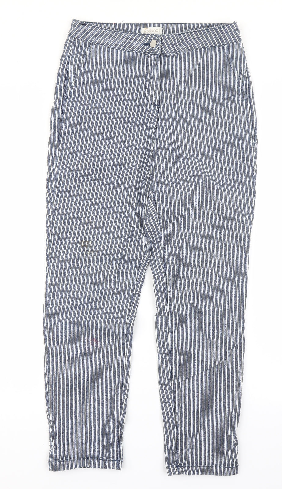 Monsoon Womens Blue Striped Denim Skinny Jeans Size 8 L26 in