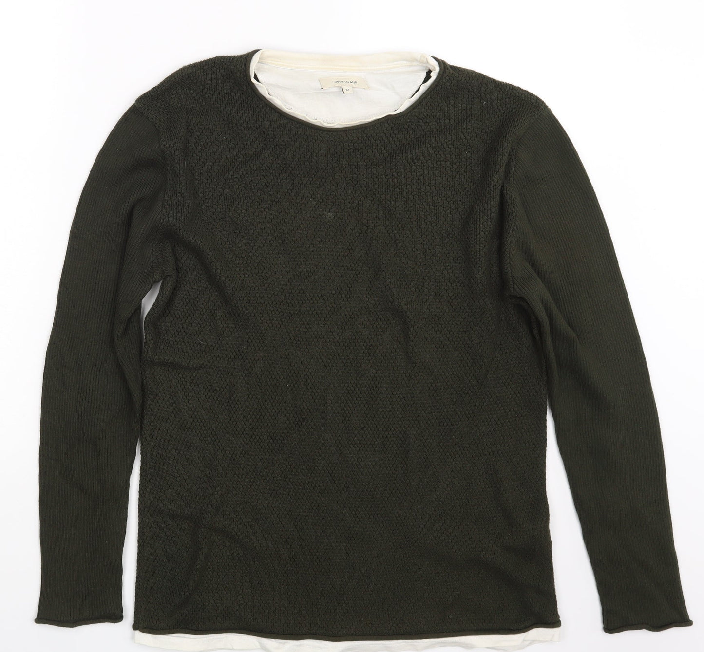 Mens UK Size M River Island Green Pullover Sweatshirt