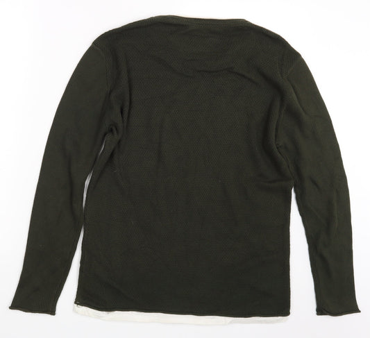 Mens UK Size M River Island Green Pullover Sweatshirt