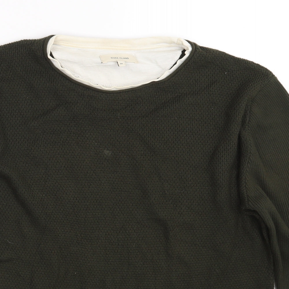 Mens UK Size M River Island Green Pullover Sweatshirt
