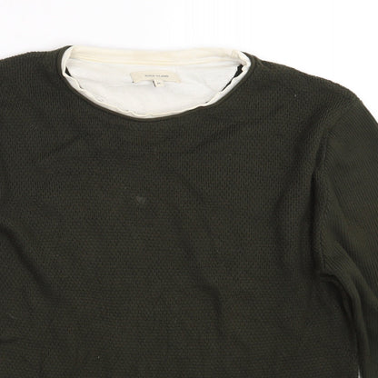 Mens UK Size M River Island Green Pullover Sweatshirt