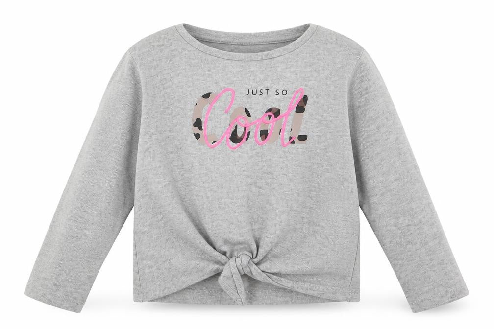 Front view of Tu girls’ grey pullover t-shirt, size 5, years