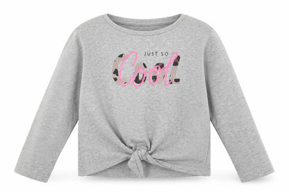 Front view of Tu girls’ grey pullover t-shirt, size 5, years