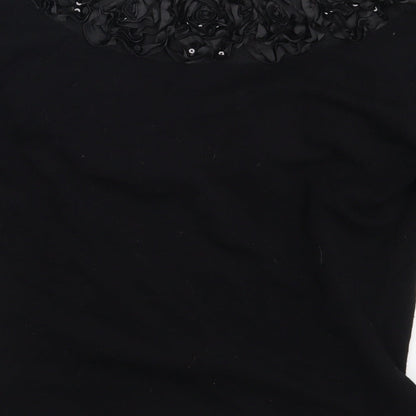 Pomodoro  Womens Black Floral  Pullover Sweatshirt Size 12