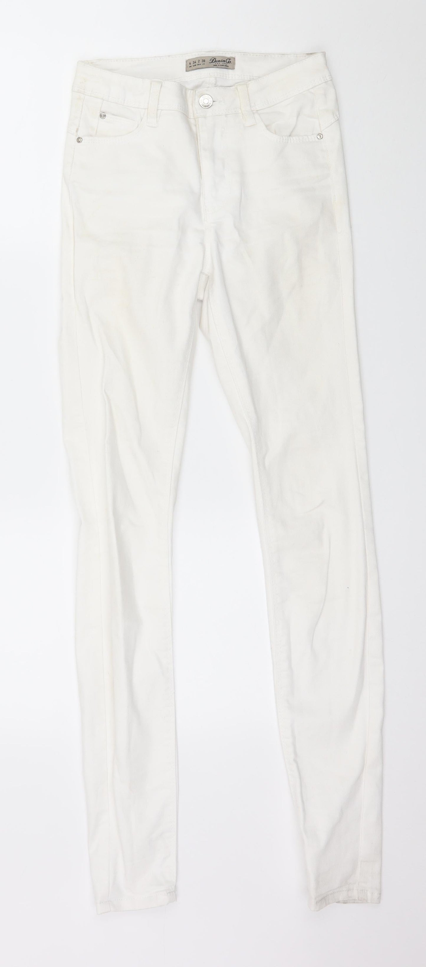 Denim & Co. Womens White  Denim Skinny Jeans Size 6 L30 in