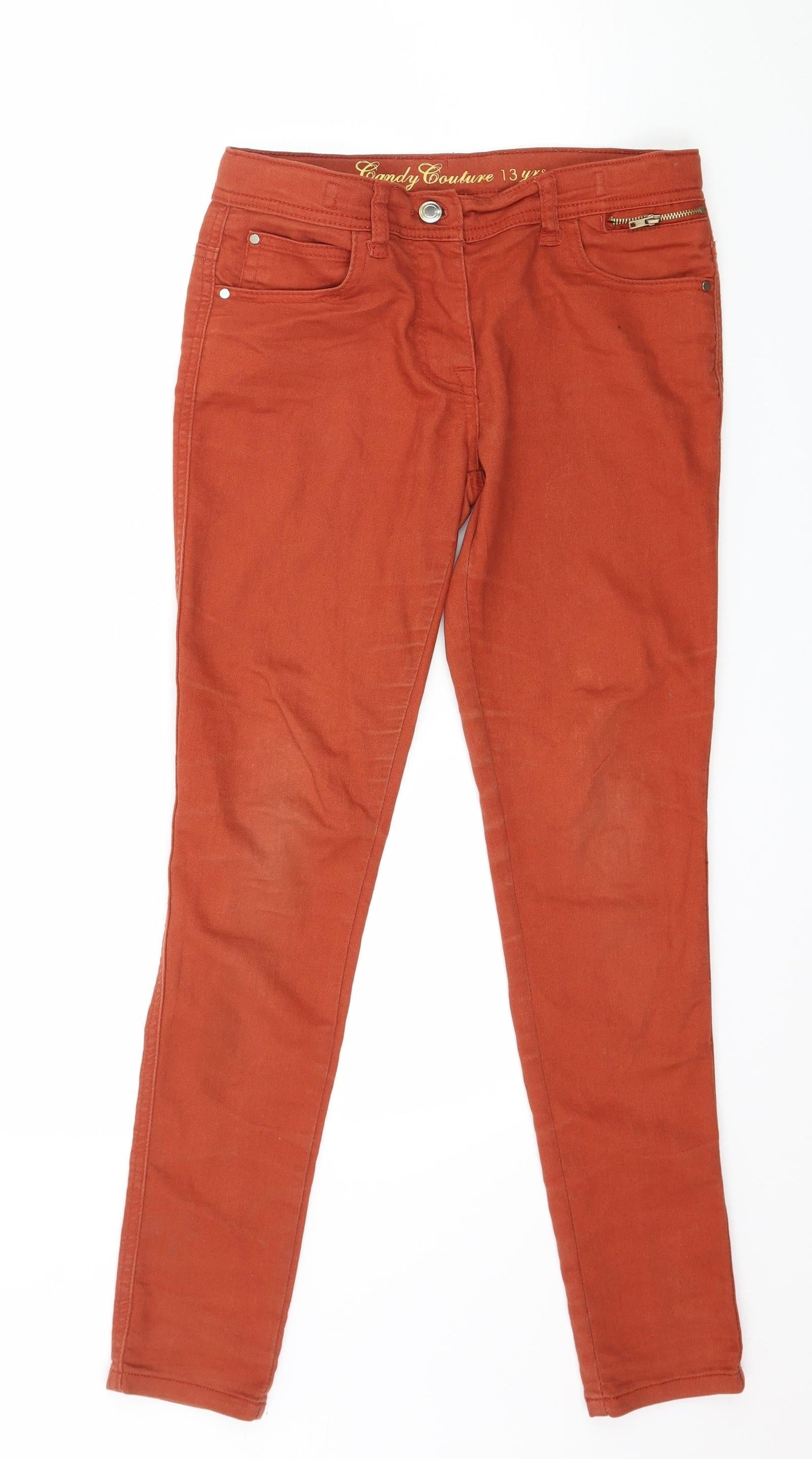 Candy Couture Girls Orange  Denim Skinny Jeans Size 13 Years