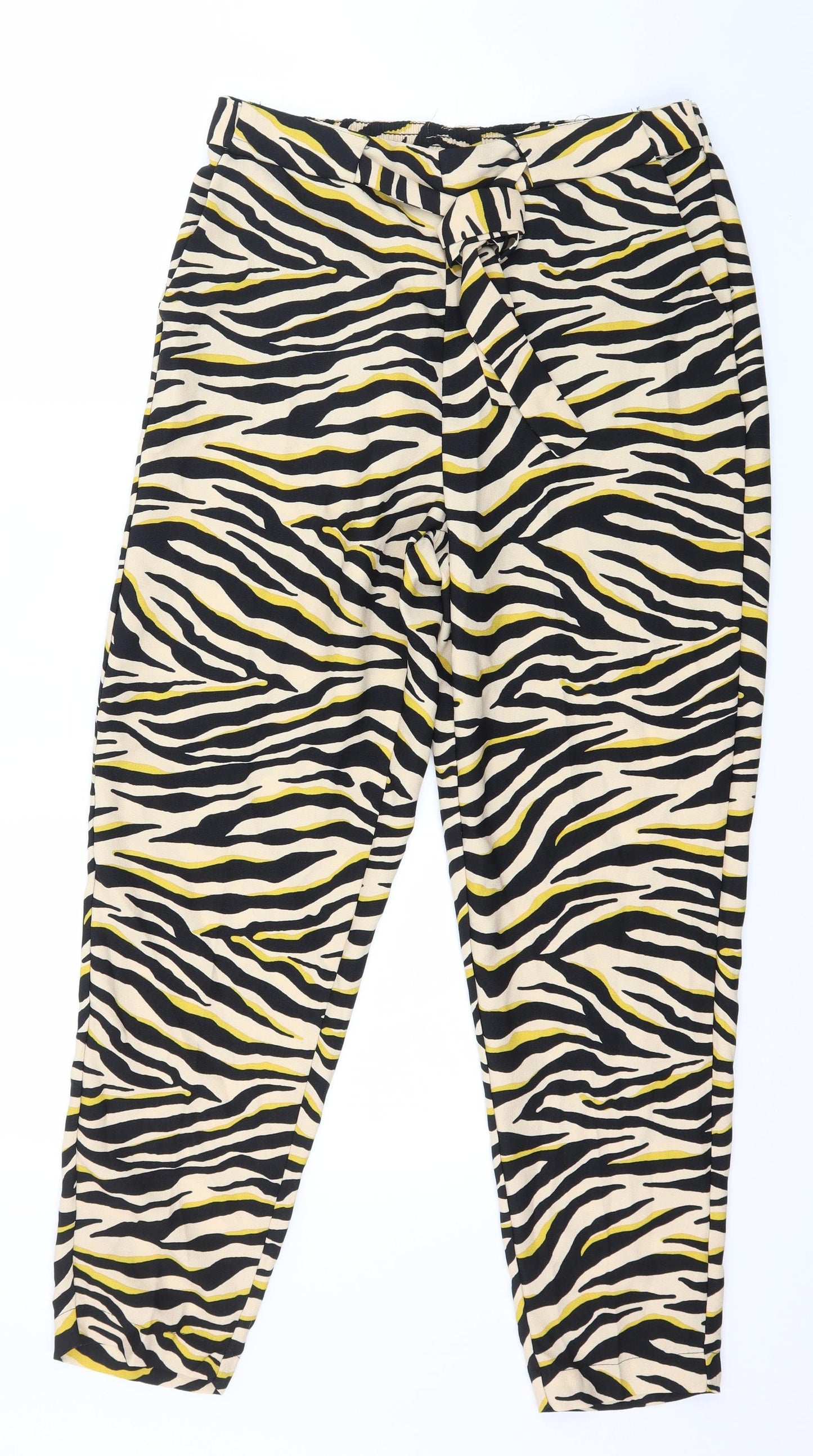 F&F Womens Beige Animal Print  Trousers  Size 12 L27 in