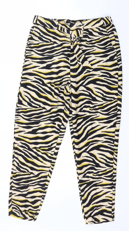 F&F Womens Beige Animal Print  Trousers  Size 12 L27 in