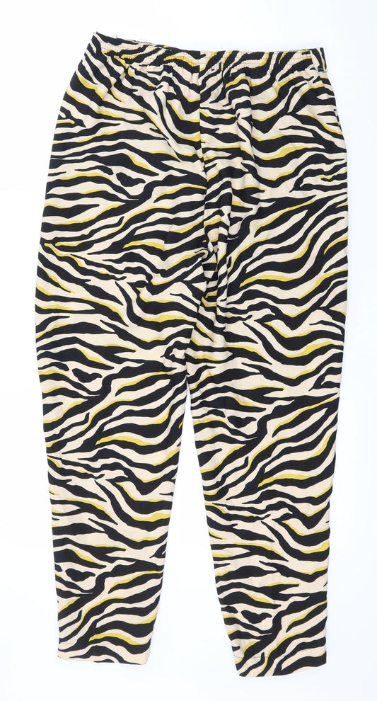 F&F Womens Beige Animal Print  Trousers  Size 12 L27 in