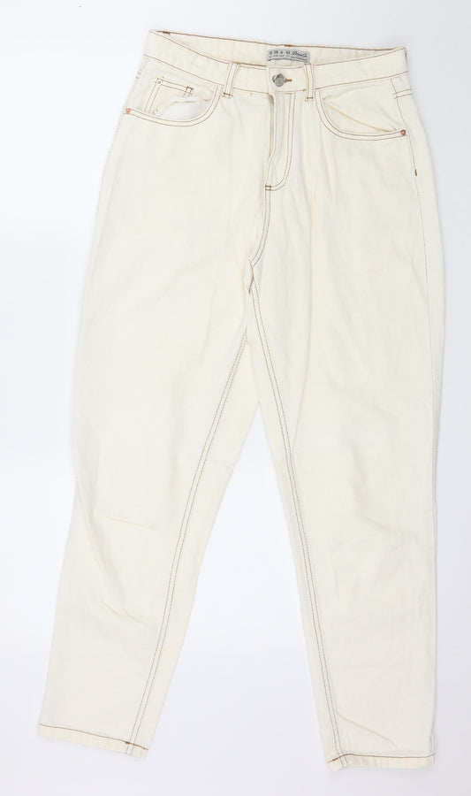 Denim & Co. Womens Ivory  Denim Straight Jeans Size 10 L29 in