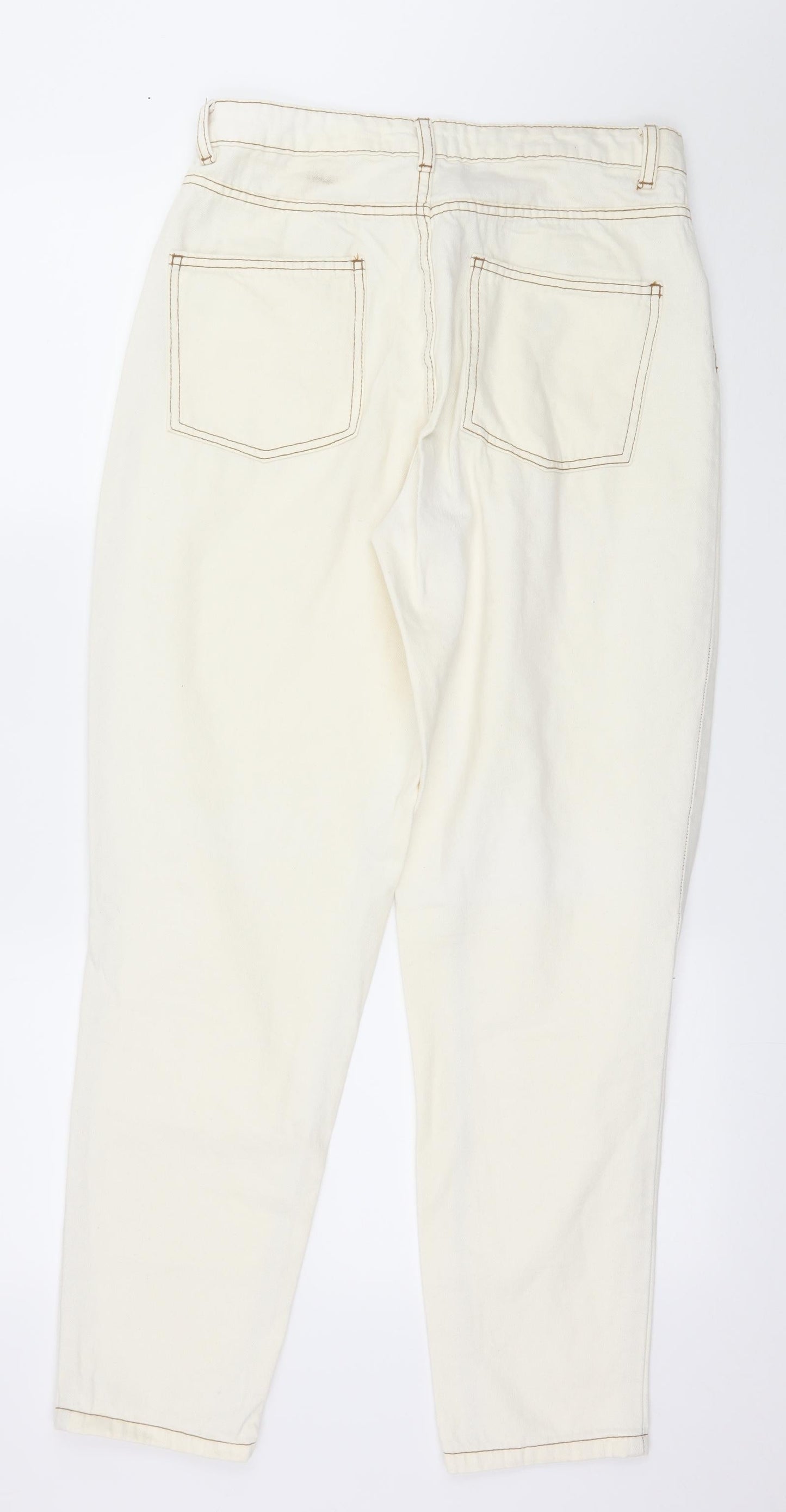 Denim & Co. Womens Ivory  Denim Straight Jeans Size 10 L29 in
