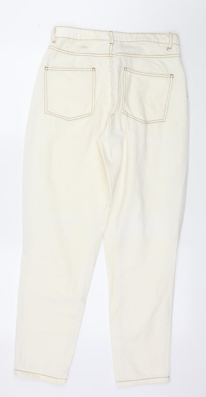 Denim & Co. Womens Ivory  Denim Straight Jeans Size 10 L29 in
