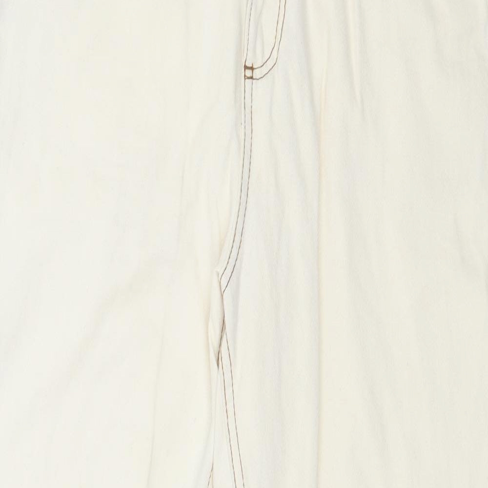 Denim & Co. Womens Ivory  Denim Straight Jeans Size 10 L29 in