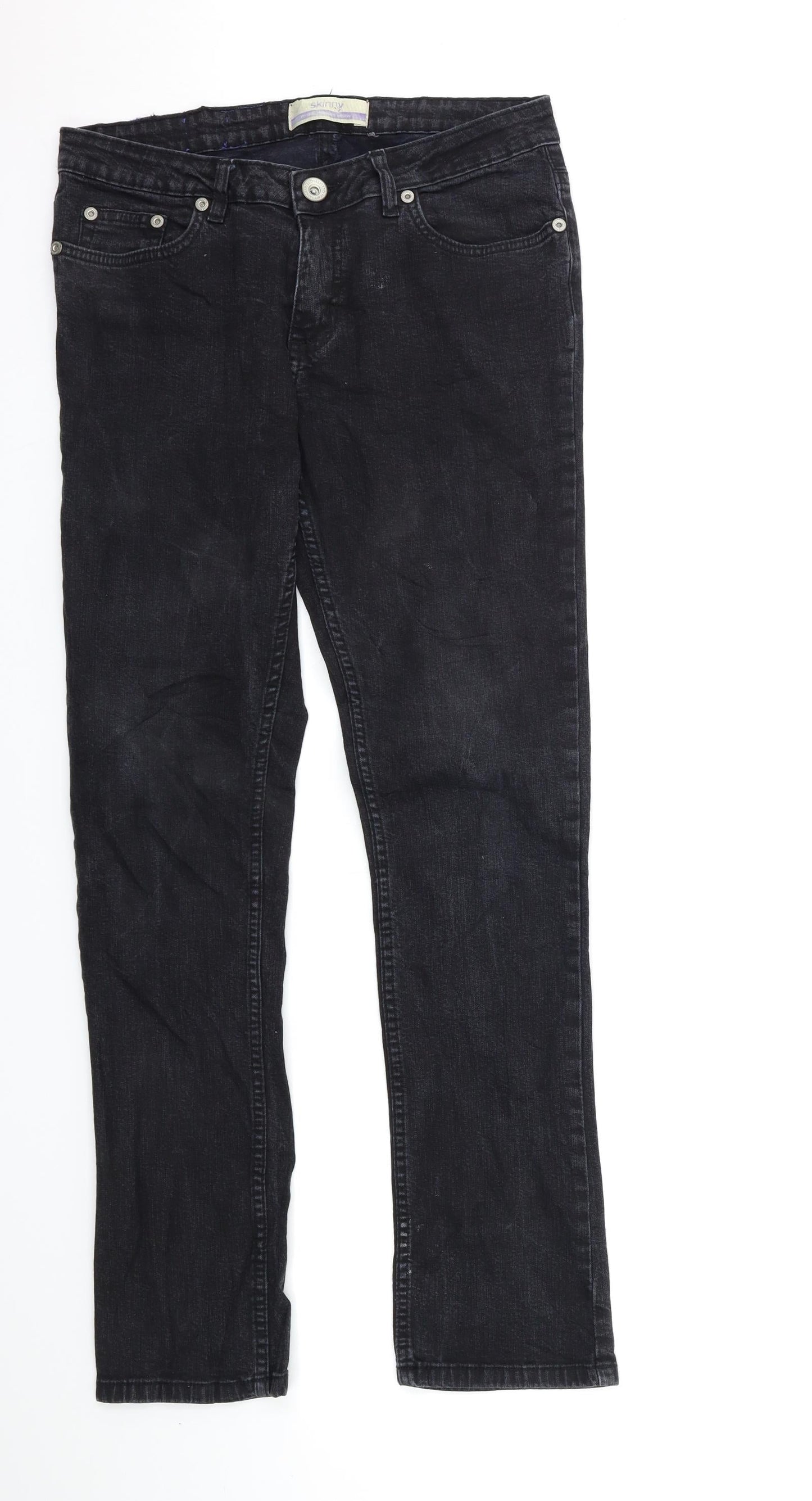 Womens UK Size S Easy Regular Fit Straight Black Jeans