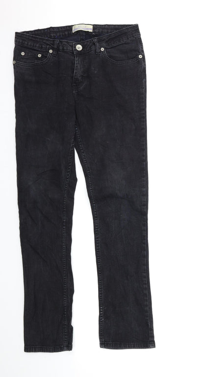 Womens UK Size S Easy Regular Fit Straight Black Jeans