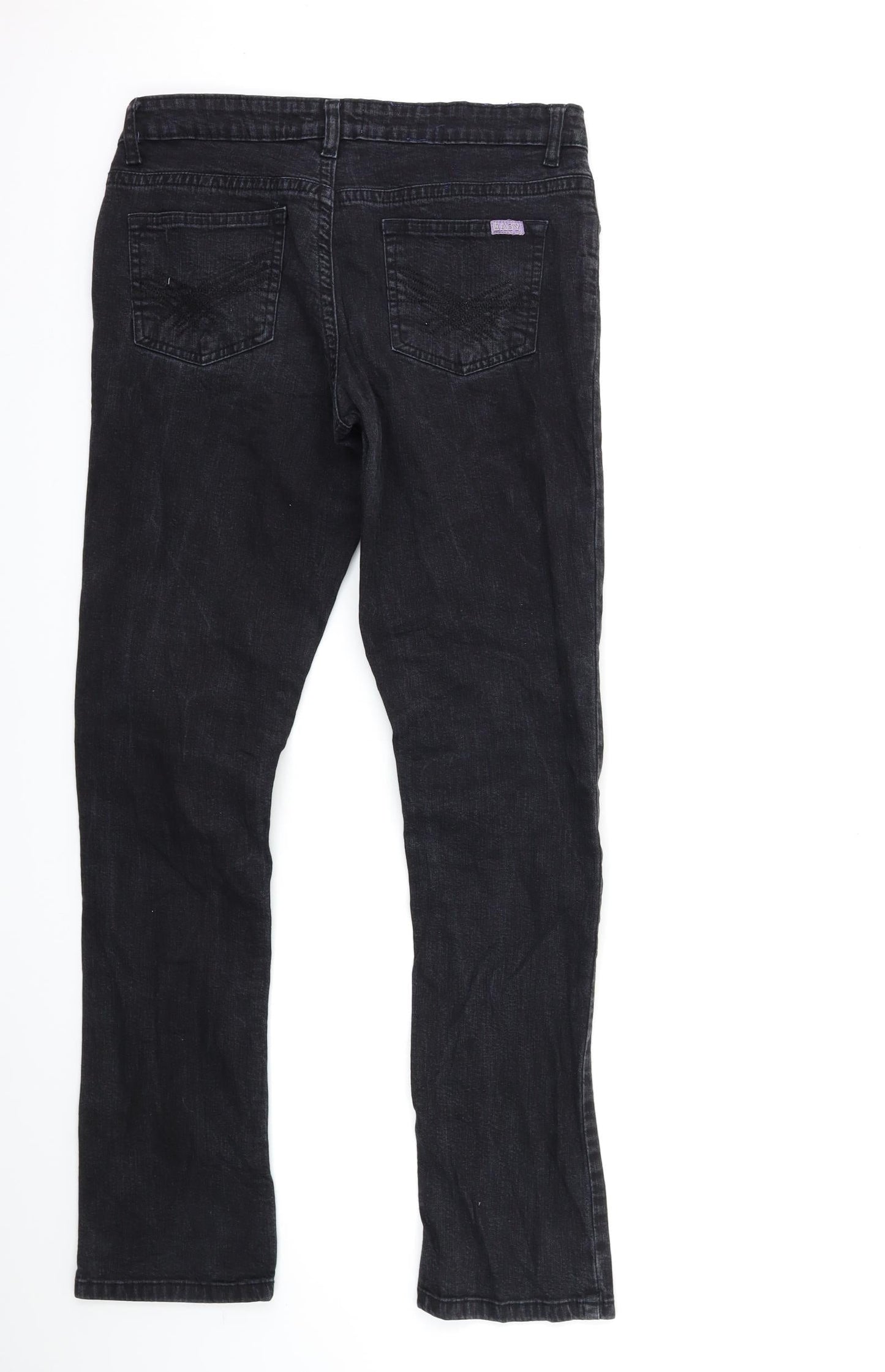 Womens UK Size S Easy Regular Fit Straight Black Jeans