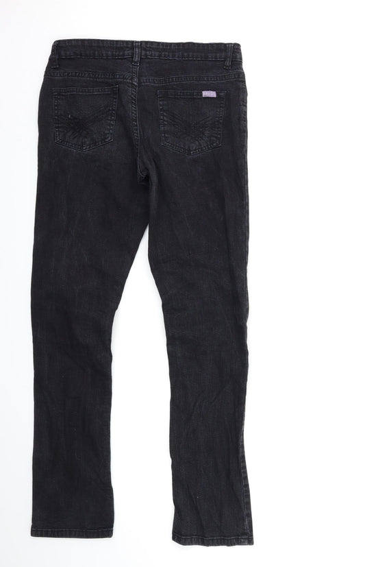 Womens UK Size S Easy Regular Fit Straight Black Jeans