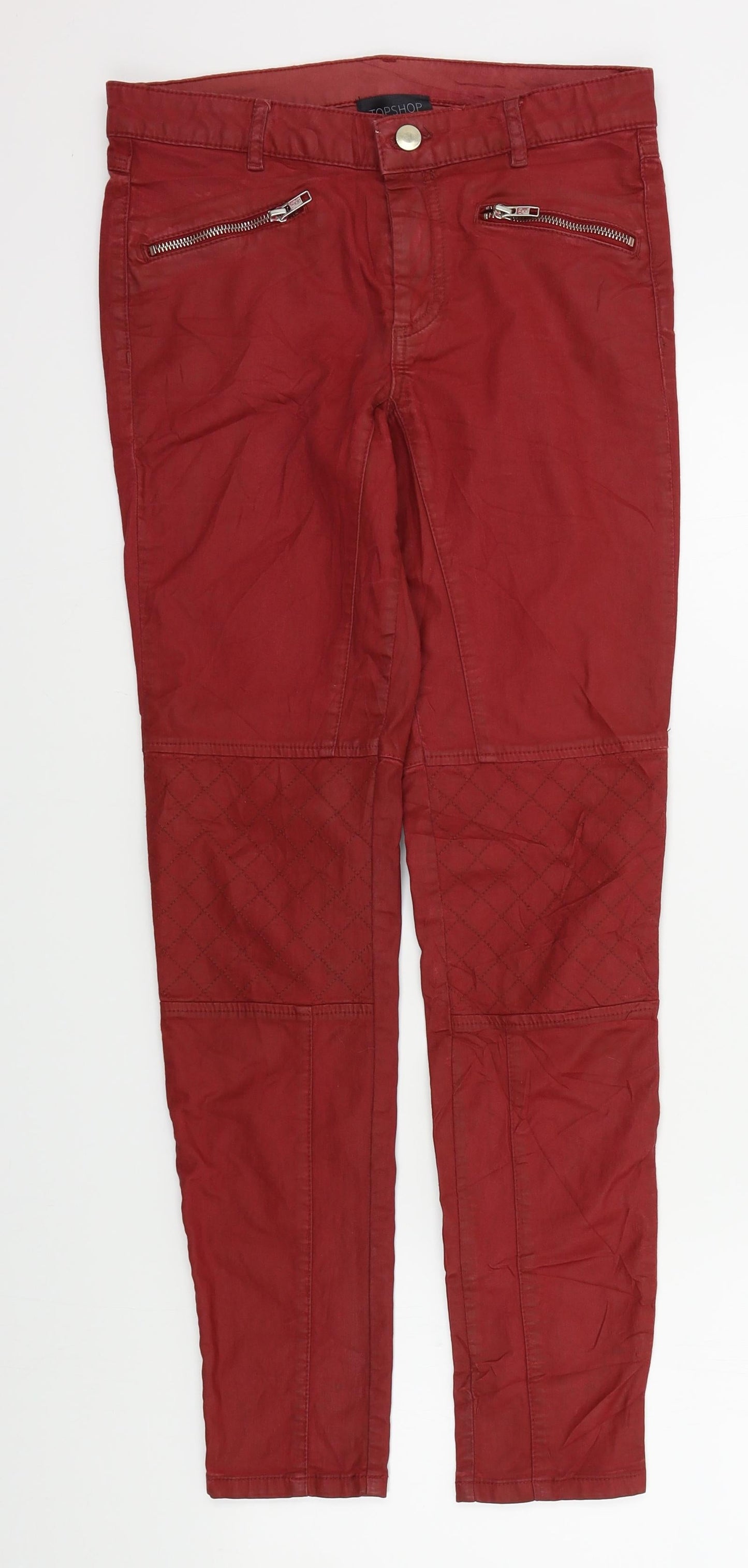 Womens UK Size 10 Topshop Regular Fit  Red Trousers