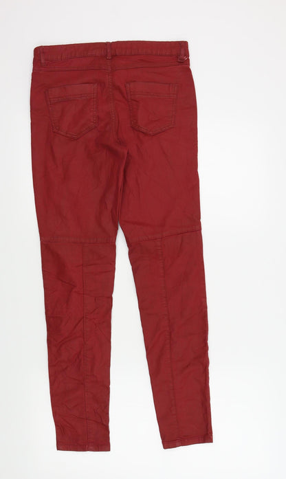 Womens UK Size 10 Topshop Regular Fit  Red Trousers
