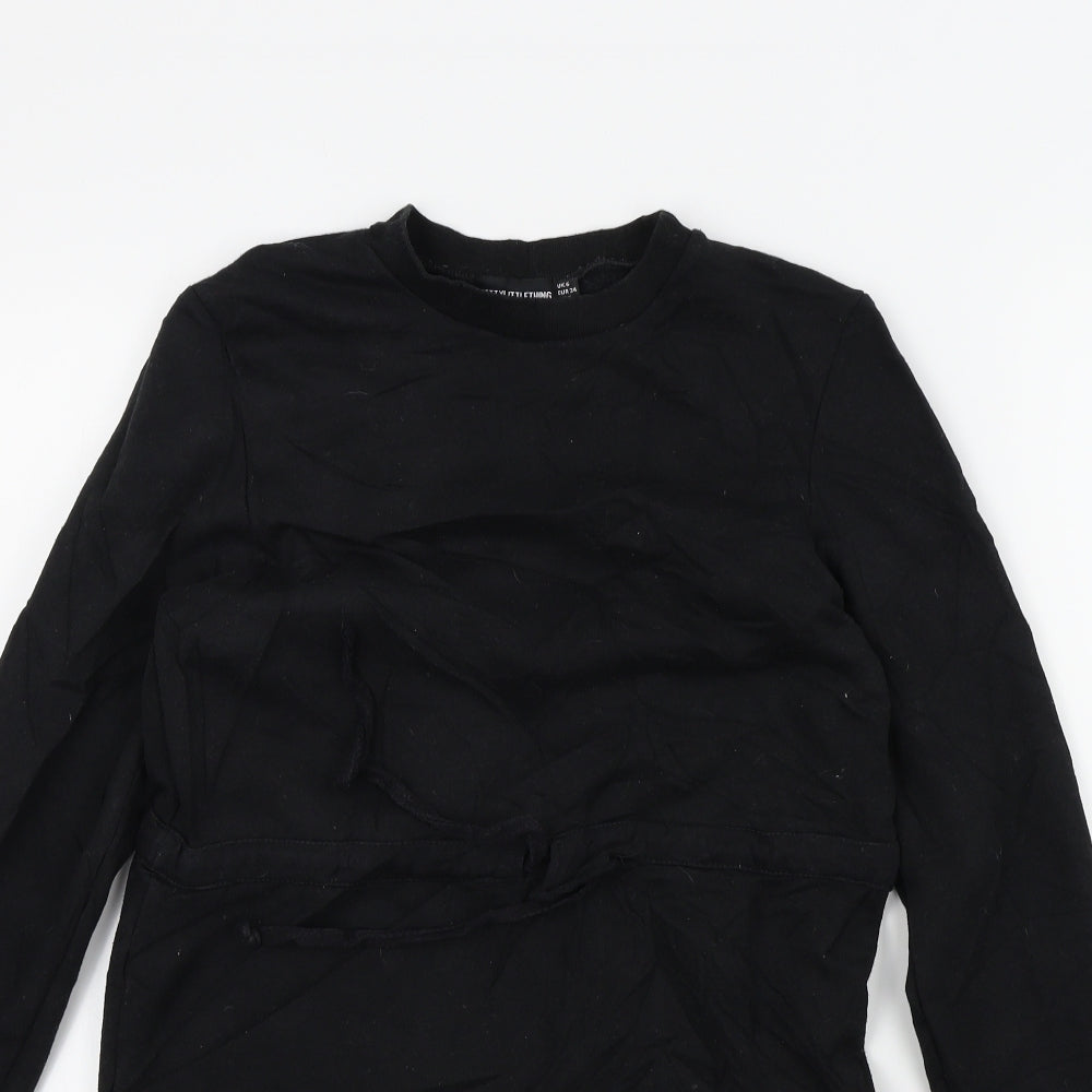 PRETTYLITTLETHING Womens Black Colourblock  A-Line  Size 6