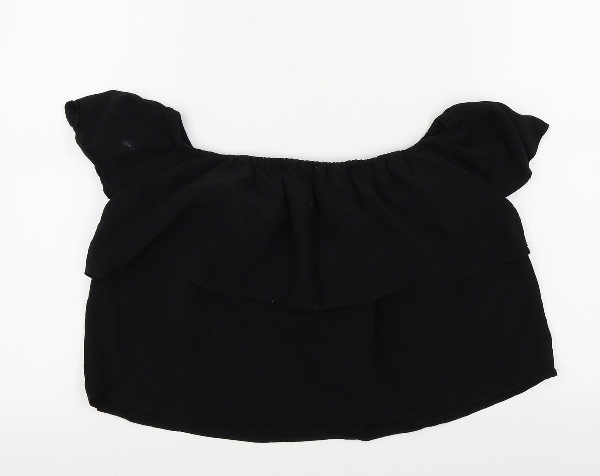 Lucy Paris Womens Black Colourblock  Basic Blouse Size M