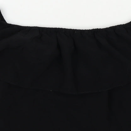 Lucy Paris Womens Black Colourblock  Basic Blouse Size M