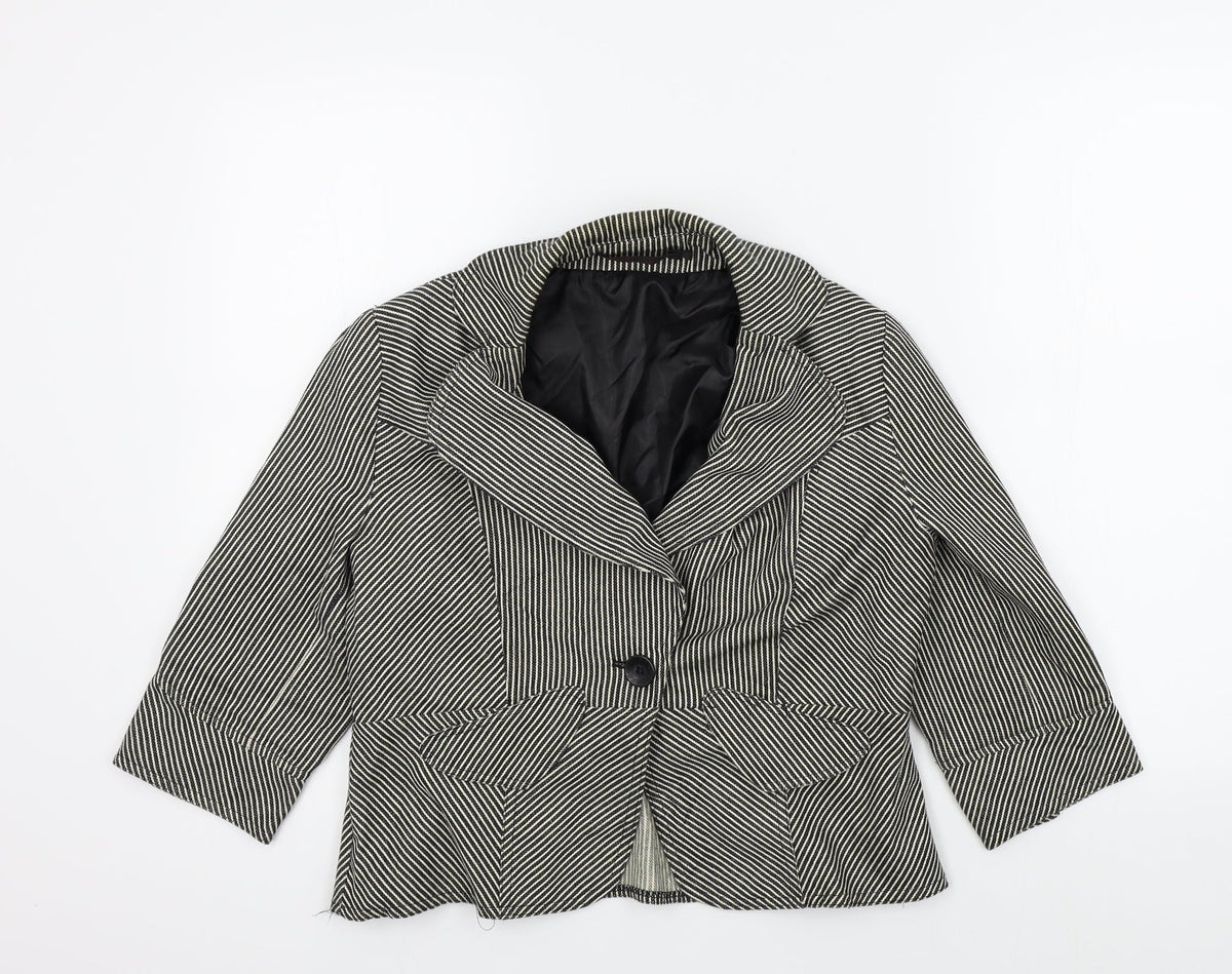 charlise Womens Black Striped  Jacket  Size 42