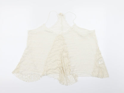Womens UK Size M Preworn White Basic Tank