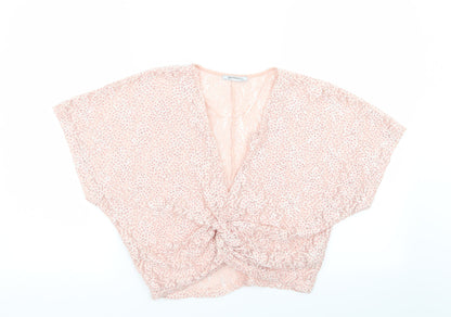 Womens UK Size M Zara Pink Basic Blouse