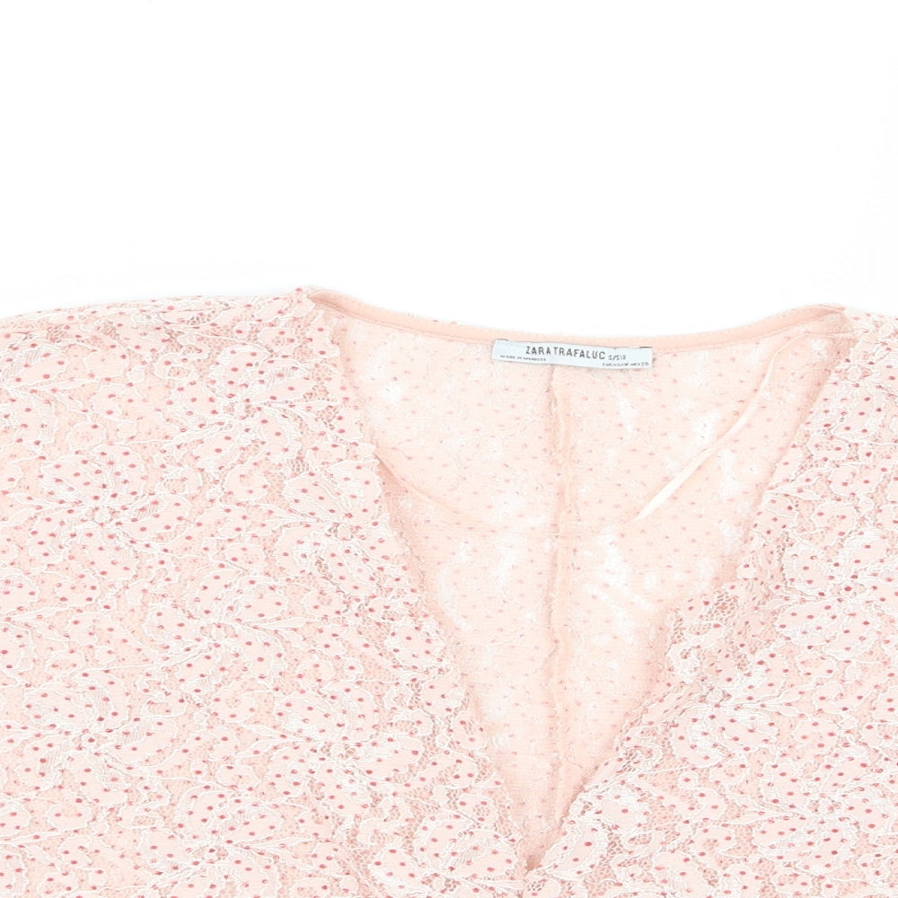 Womens UK Size M Zara Pink Basic Blouse
