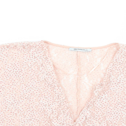 Womens UK Size M Zara Pink Basic Blouse