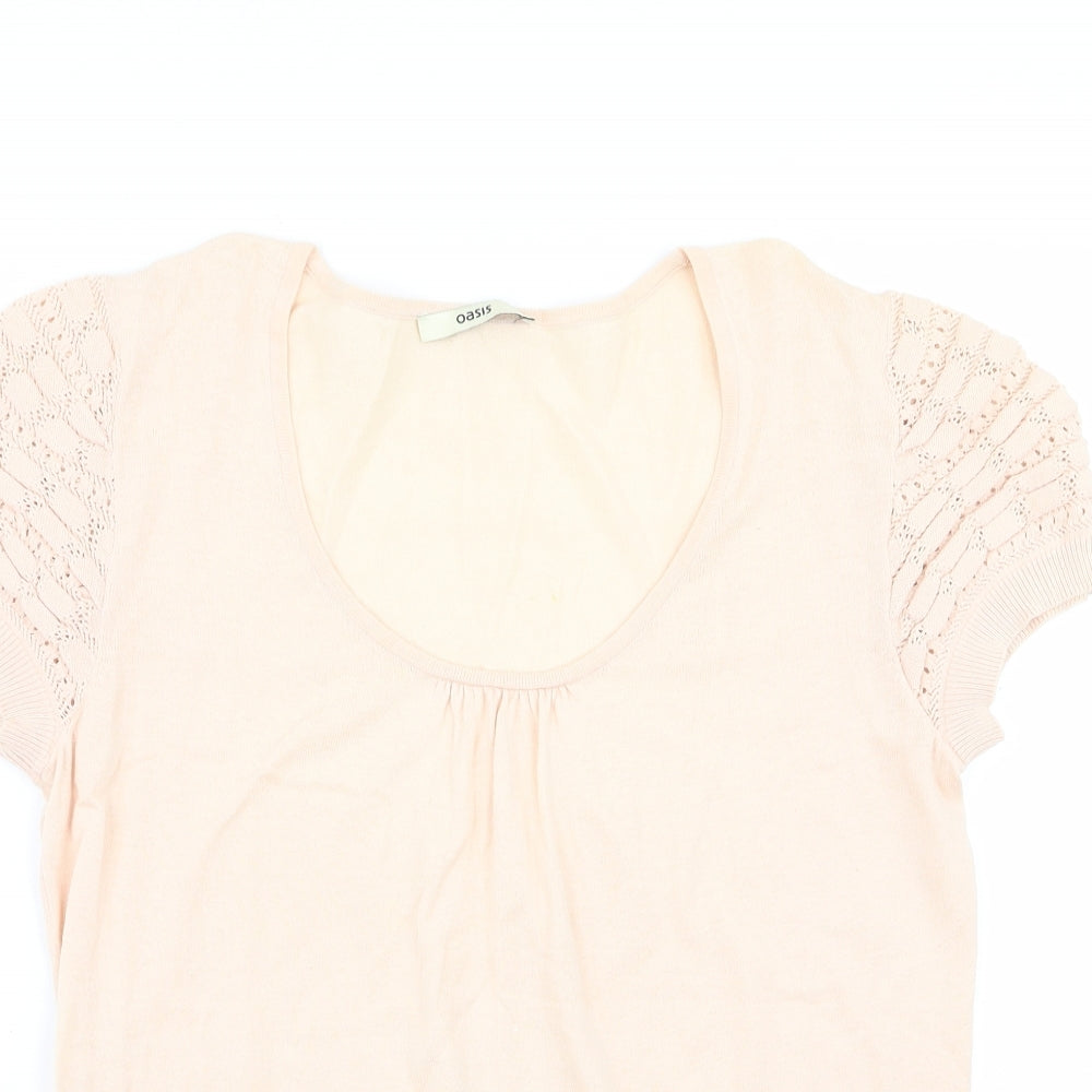 Womens UK Size L Oasis Pink Basic T-Shirt
