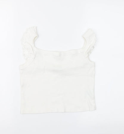 Womens UK Size S Brave Soul White Cropped Blouse