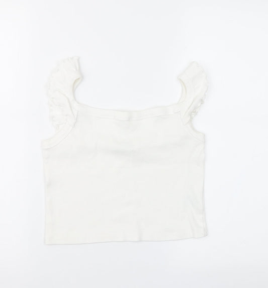 Womens UK Size S Brave Soul White Cropped Blouse