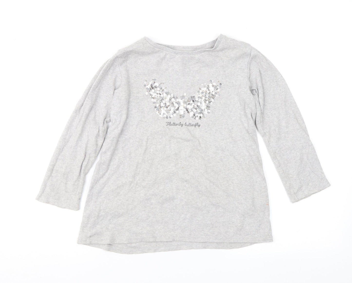 NEXT Girls Grey  Jersey Basic Blouse Size 5 Years