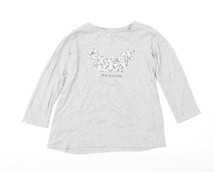 NEXT Girls Grey  Jersey Basic Blouse Size 5 Years