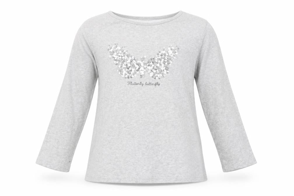 Front view of Next girls’ grey jersey basic blouse, size 5, years
