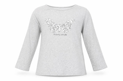 Front view of Next girls’ grey jersey basic blouse, size 5, years