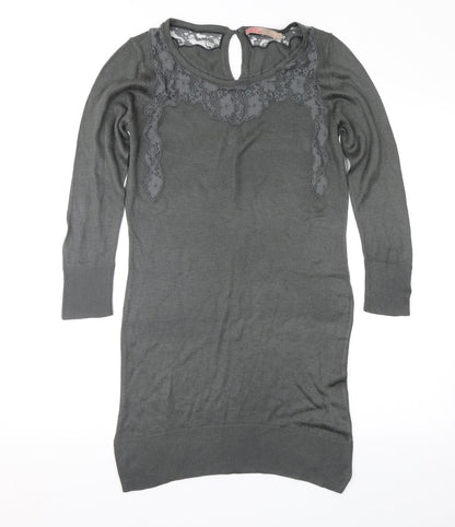 Saint Tropez Clothing Womens Grey Geometric  Jumper Dress  Size S