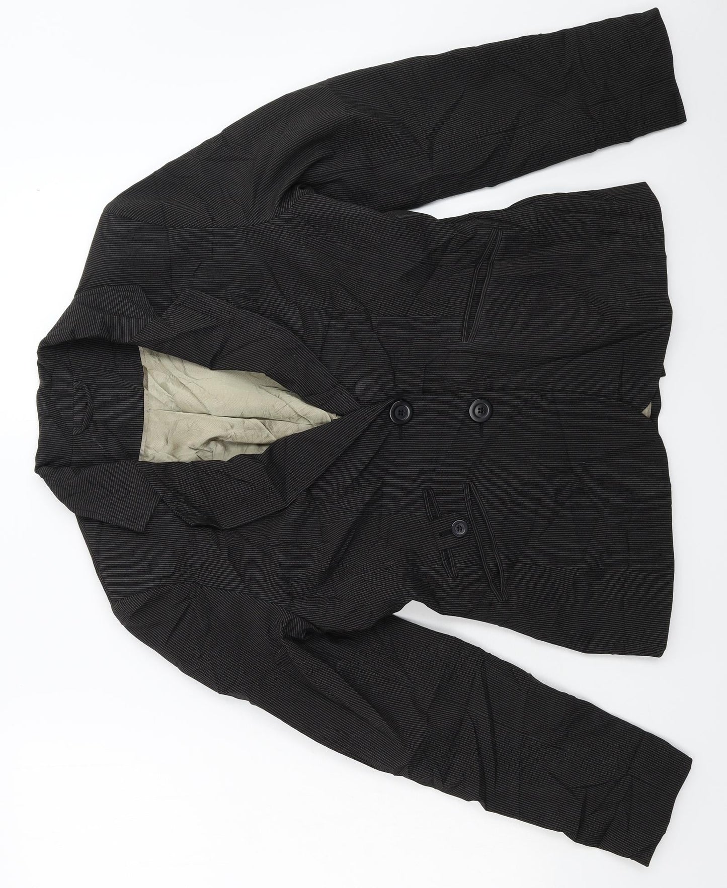 New Look Womens Grey Striped  Jacket Suit Jacket Size 14