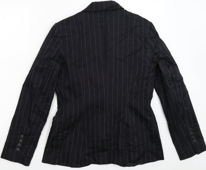 H&M Womens Black Striped  Jacket Suit Jacket Size 14